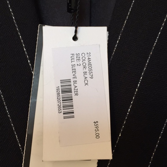 MILLY Ruffle Sleeve Pinstripe Blazer/Jacket - Size 2 - Picture 9 of 9